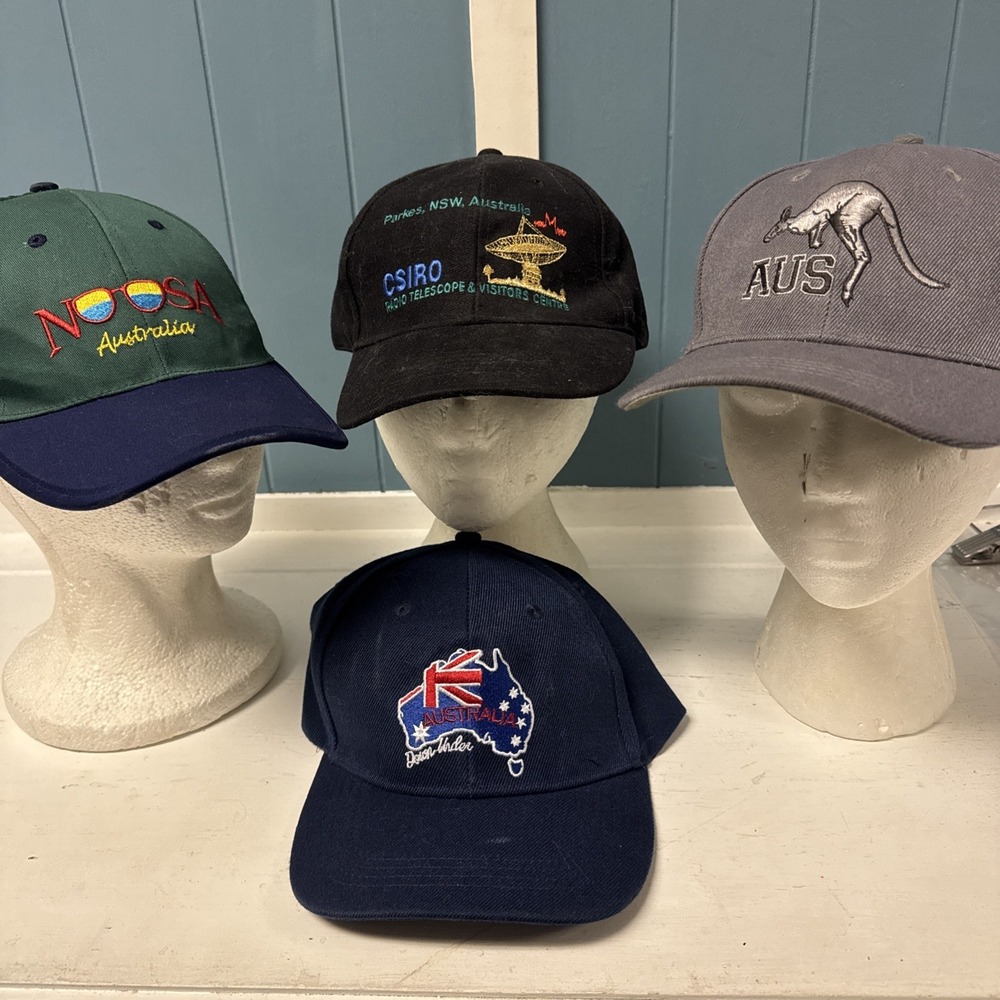 Hats Mixed Lot of 4 AUSTRALIA Australian Baseball Caps Hats CSIRO Telescope +